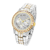 Fashion Three Eyes Rainbow Diamond Daikin Watch Full Square Diamond British Men's Watch - Show Gadgets